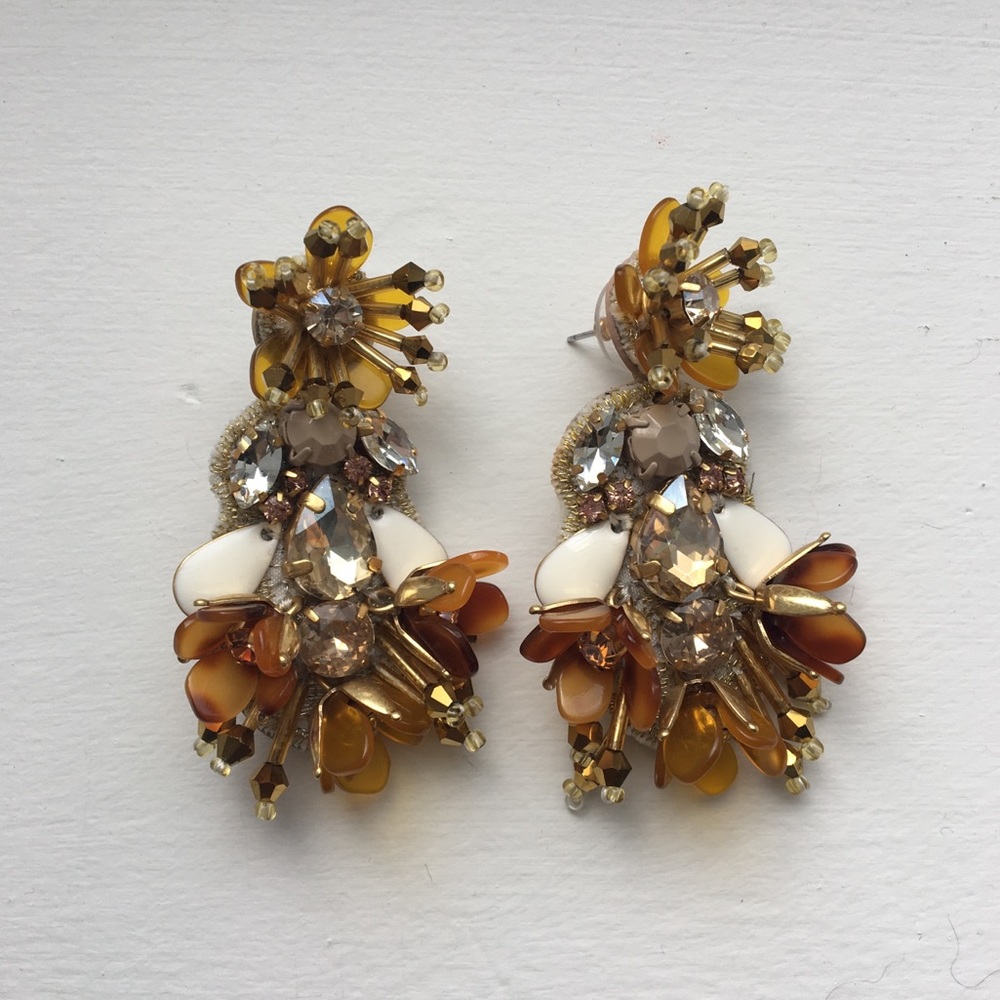 J.Crew NWOT Floral Beaded Statement Earrings